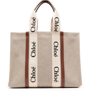 Chloé large Woody cotton tote bag